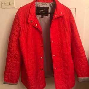 Women’s Coach coat, red w/silver lining, XL/TG
